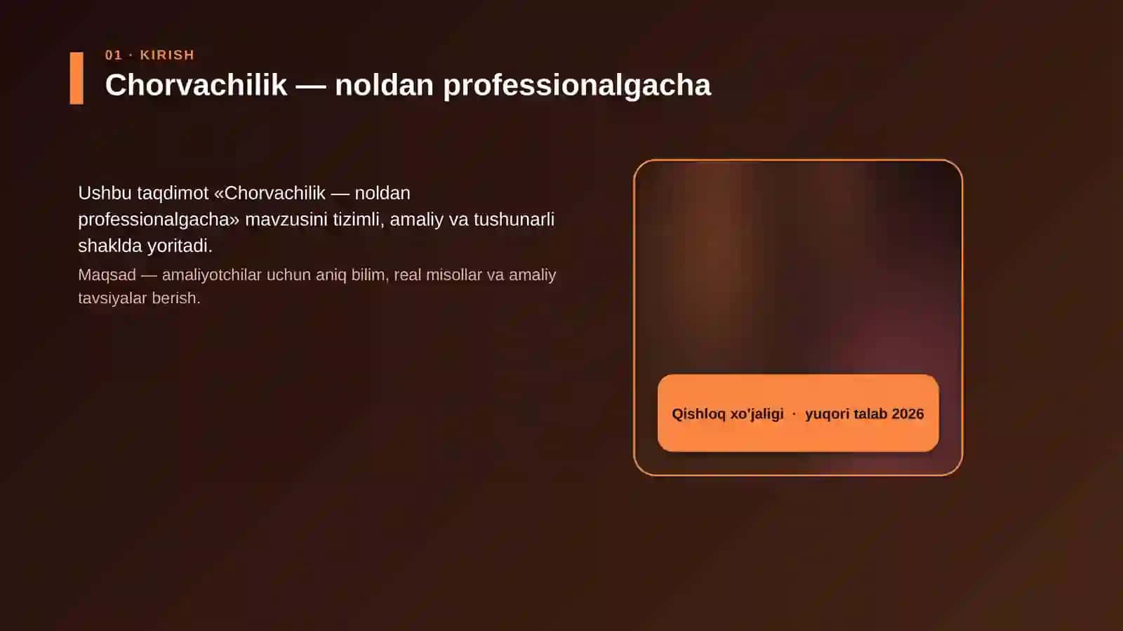 Chorvachilik — noldan professionalgacha 4