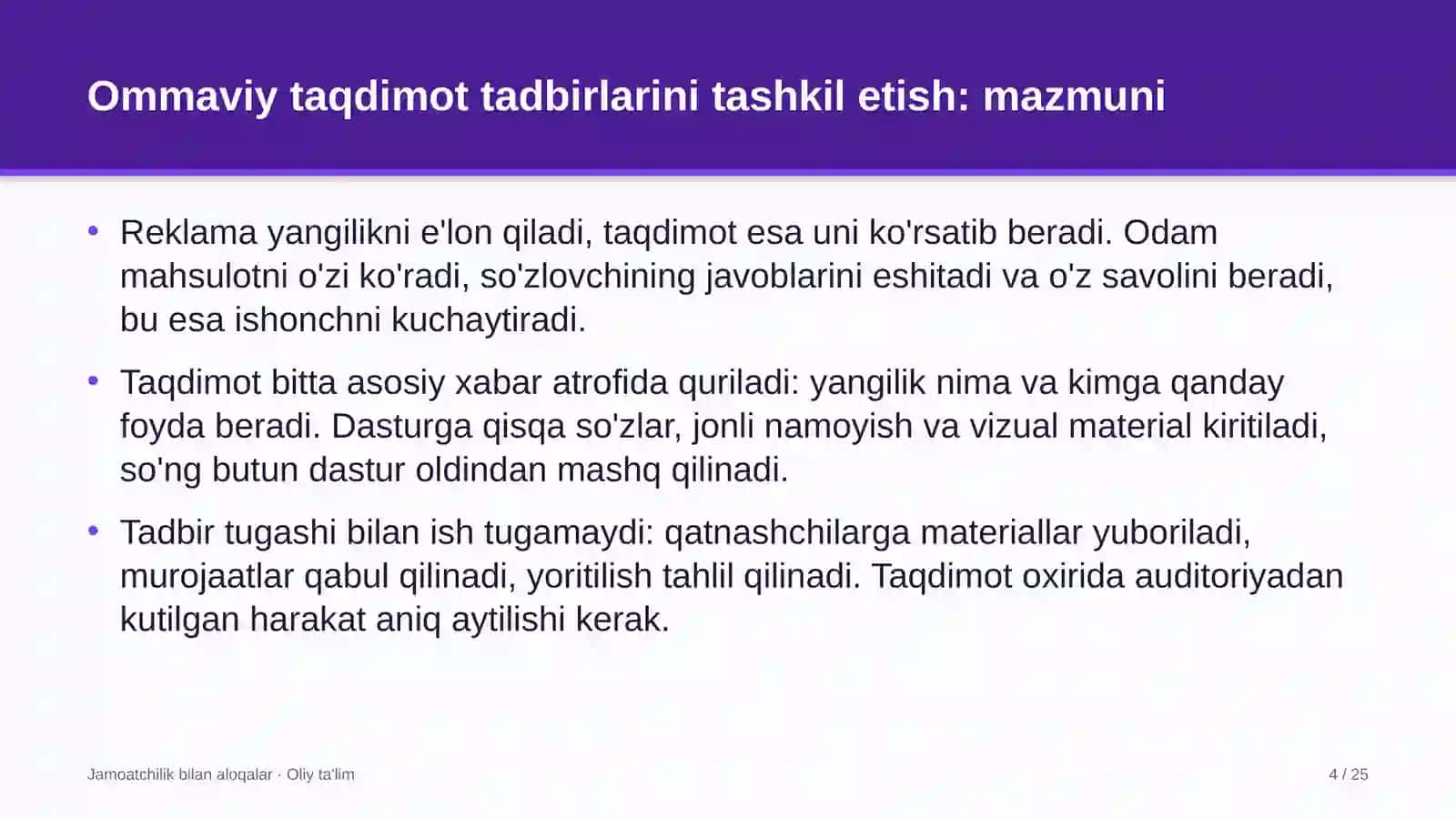 Bioenergetikada ommaviy taqdimot tadbirlarini tashkil etish 4