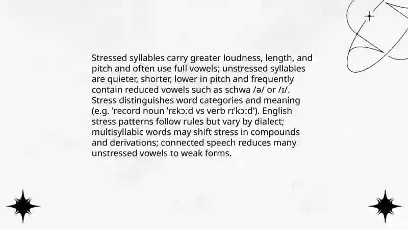 Stress. Strong and Weak vowels 4