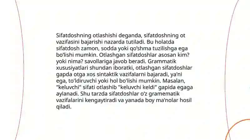 Sifatdoshning otlashishi 4
