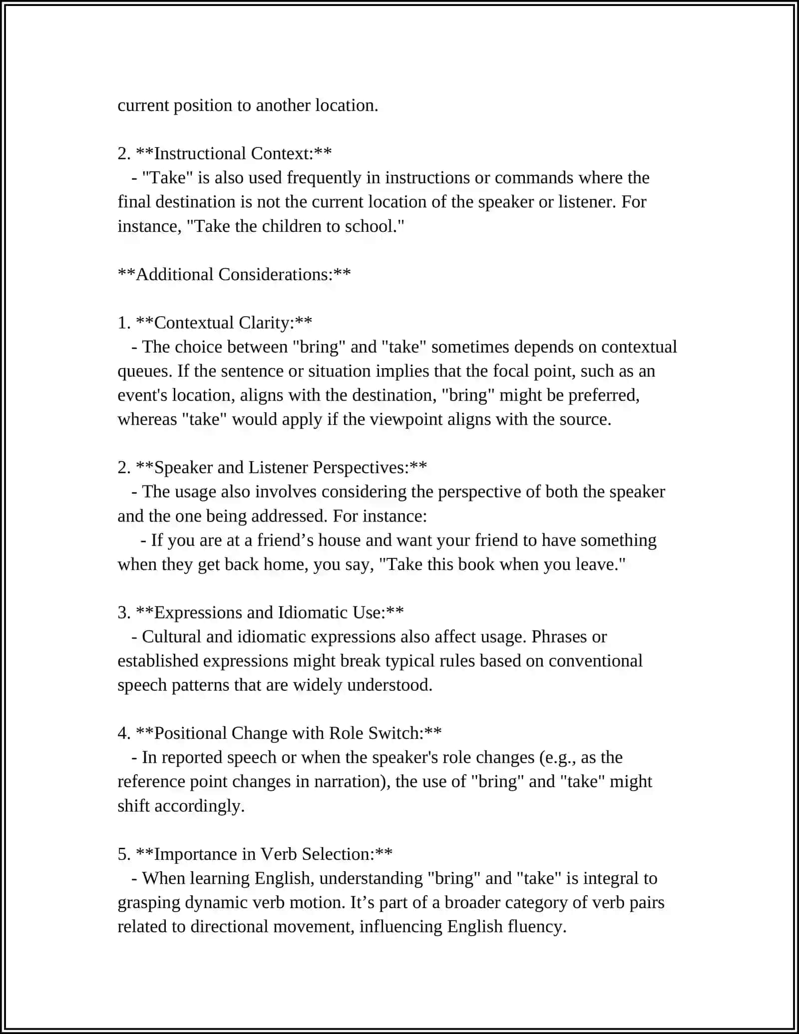 EXPRESSION WITH BRING AND TAKE 4