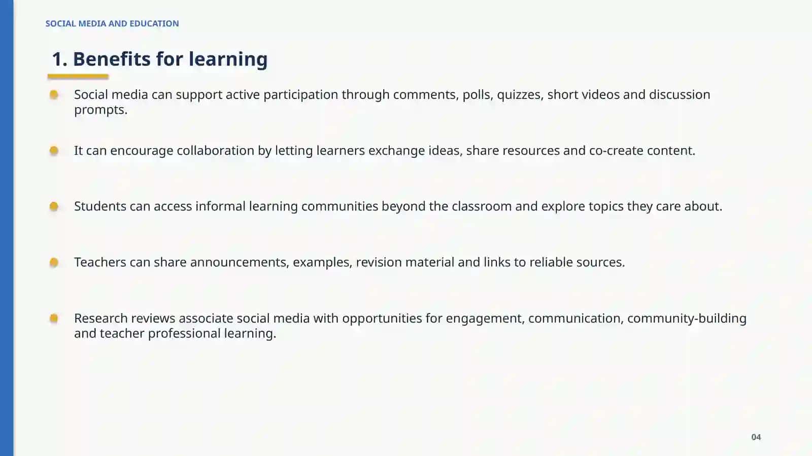 SOCIAL MEDIA AND EDUCATION 4