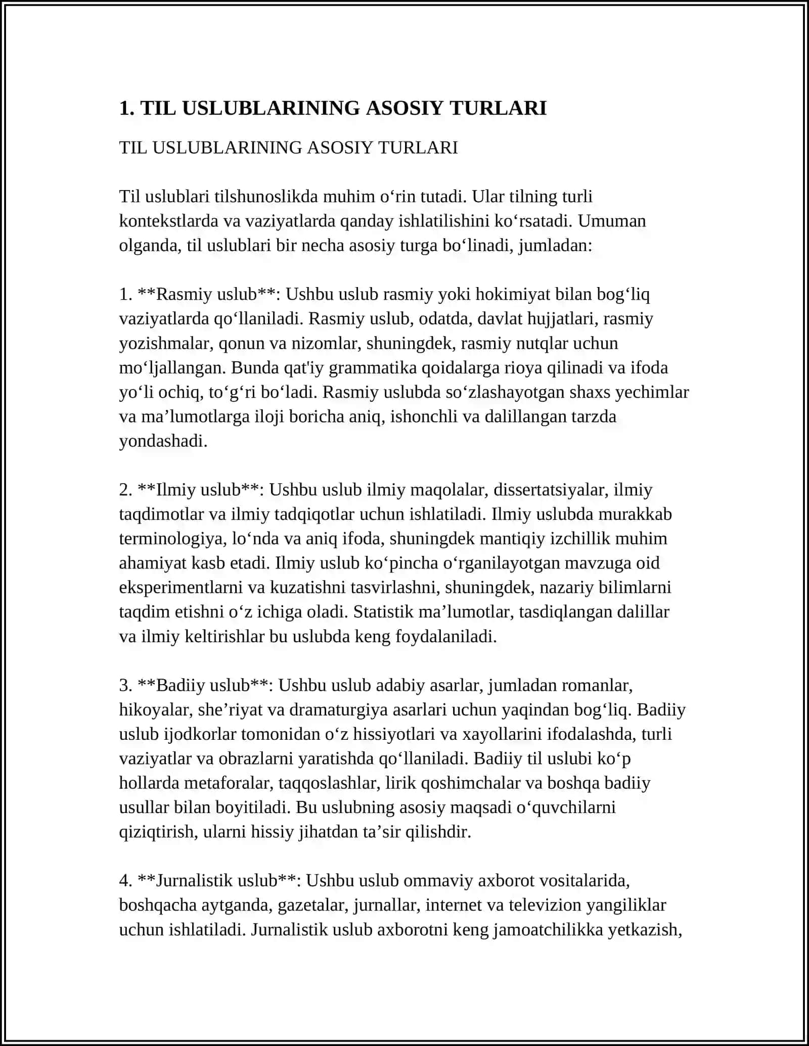 TIL USLUBLARINING XUSUSIYATLARI 4