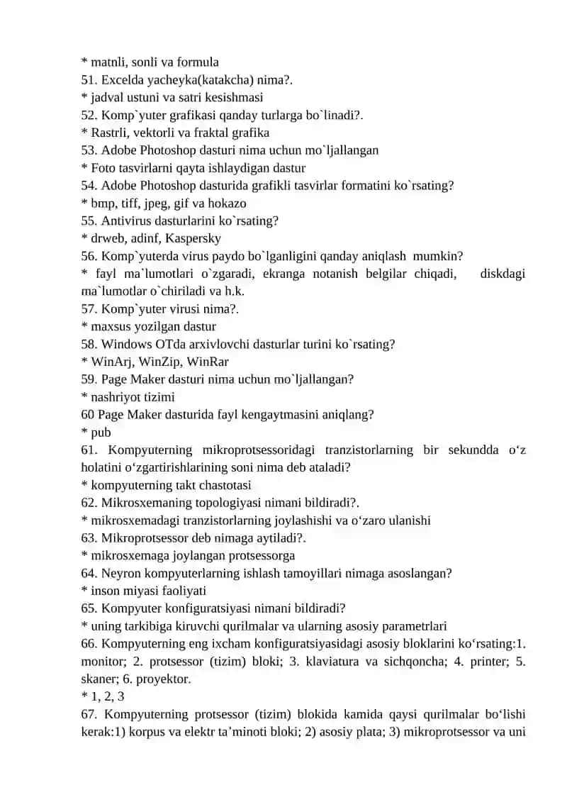Kompyuter ta’minoti Gost uchun Test 4