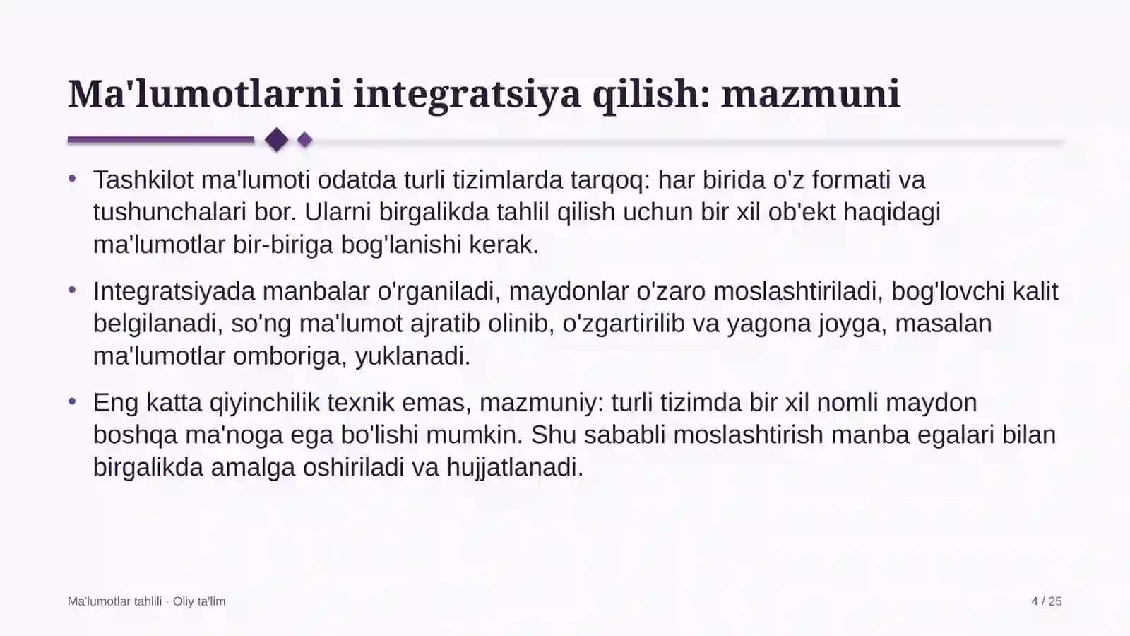 Ma'lumotlar tahlili · Oliy ta'lim 4