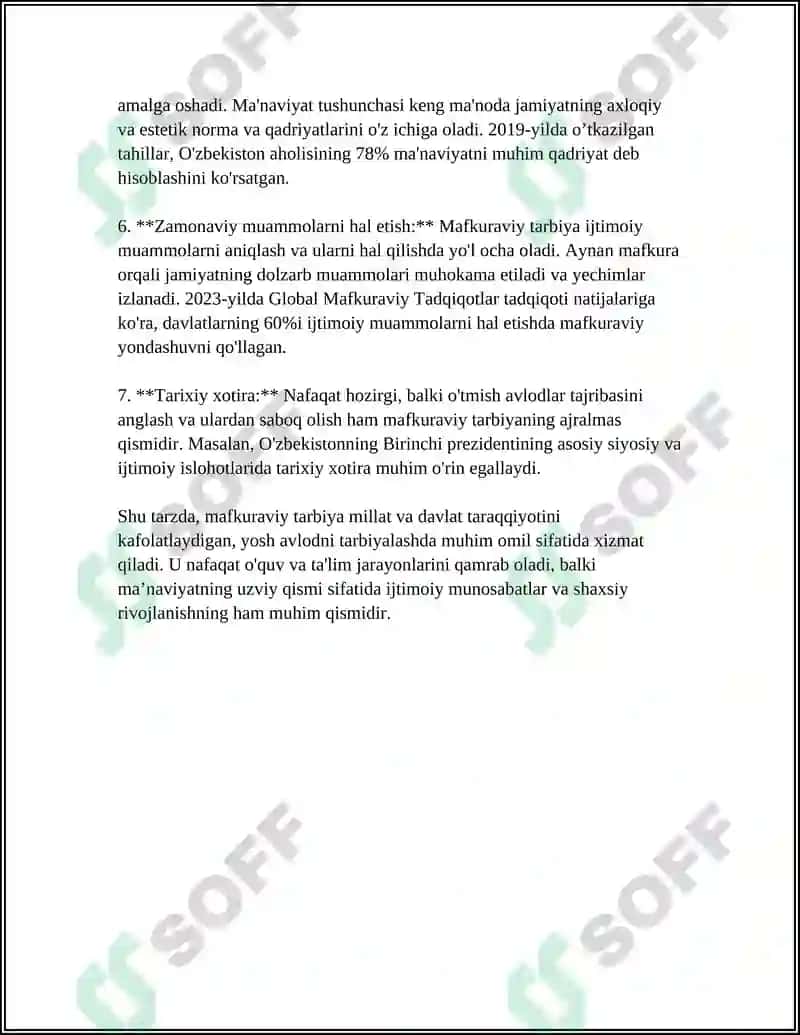 MAFKURAVIY TARBIYA 4