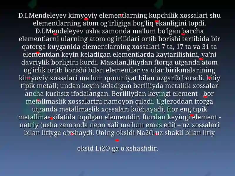 Atomlarning davriy va davriy bo'lmagan xossalari 4