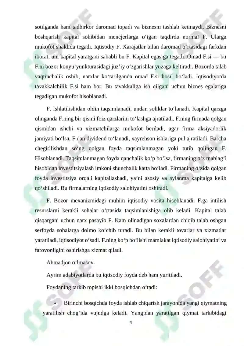 Foyda va unga ta’sir qiluvchi omillar 4