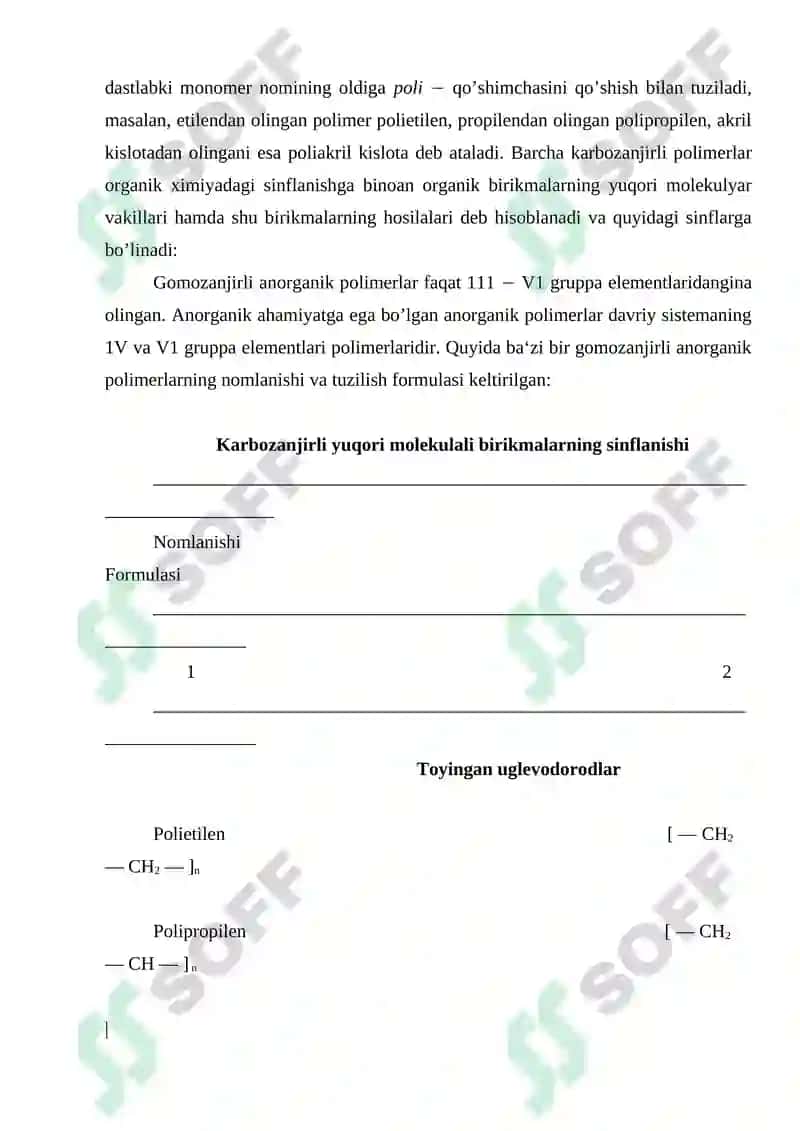 Yuqori molekulyar birikmalar klassifikasiyasi 4