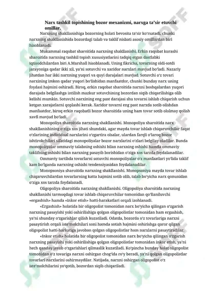 Narxning mohiyati va shakllanish xususiyatlari 4