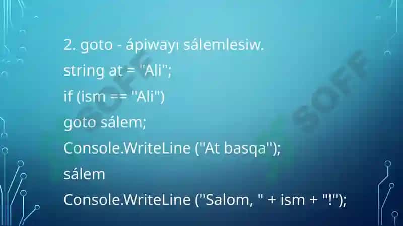 C# programmalastırıwtilindeótiwoperatorları 4