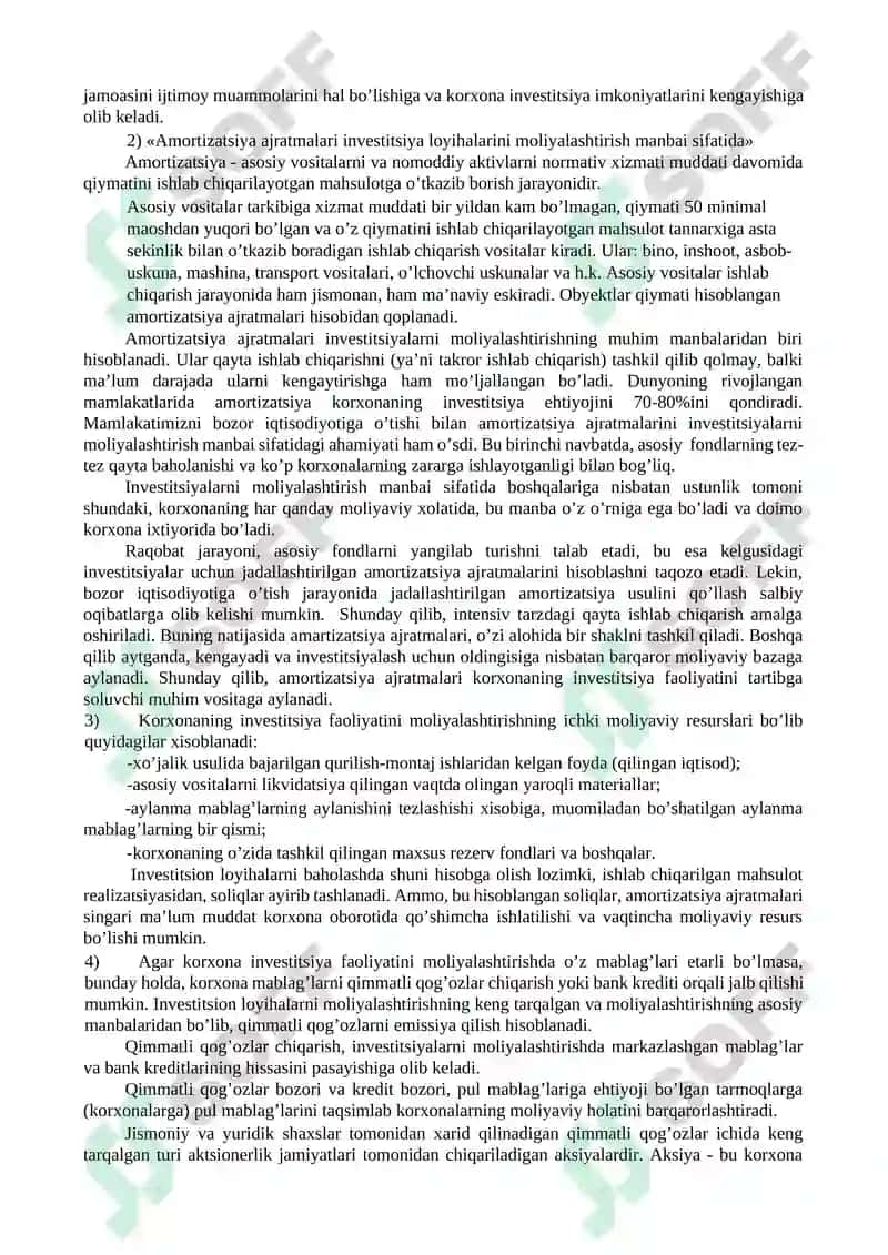 Investitsiya faoliyatini moliyalashtirish manbalari va usullari 4