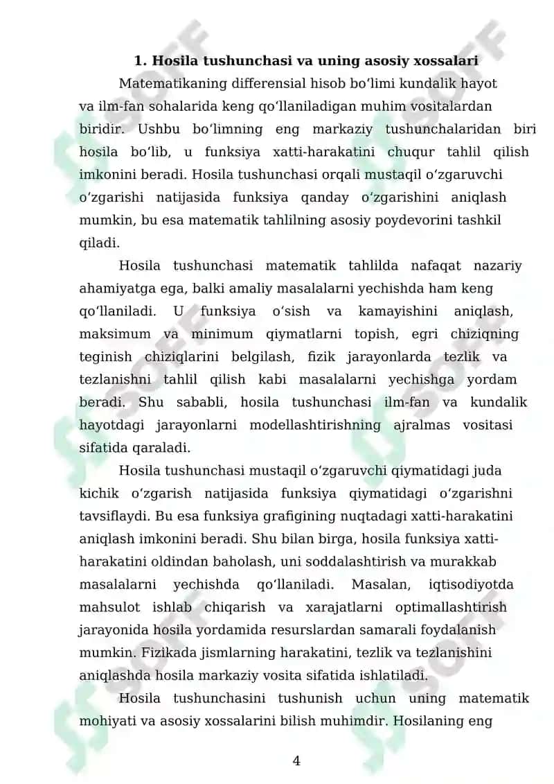 Hosilaning Tadbiqlari 4
