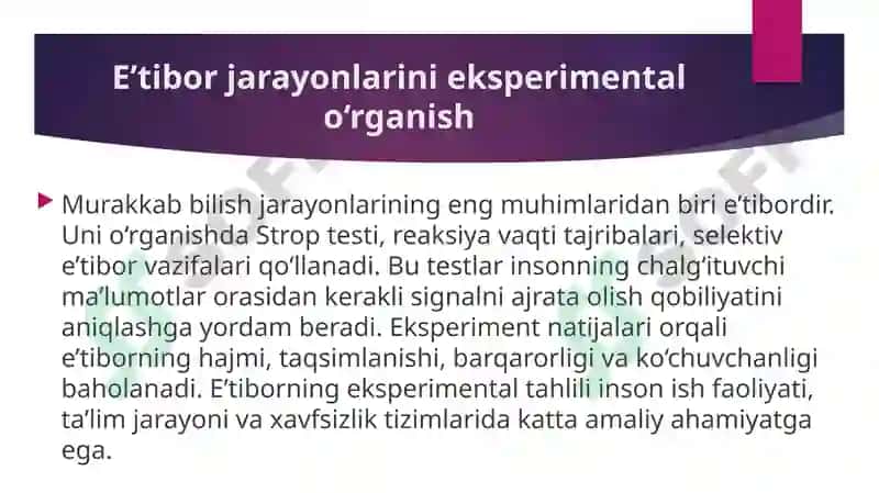 Murakkab bilish jarayonlarini eksperimental o‘rganish 4