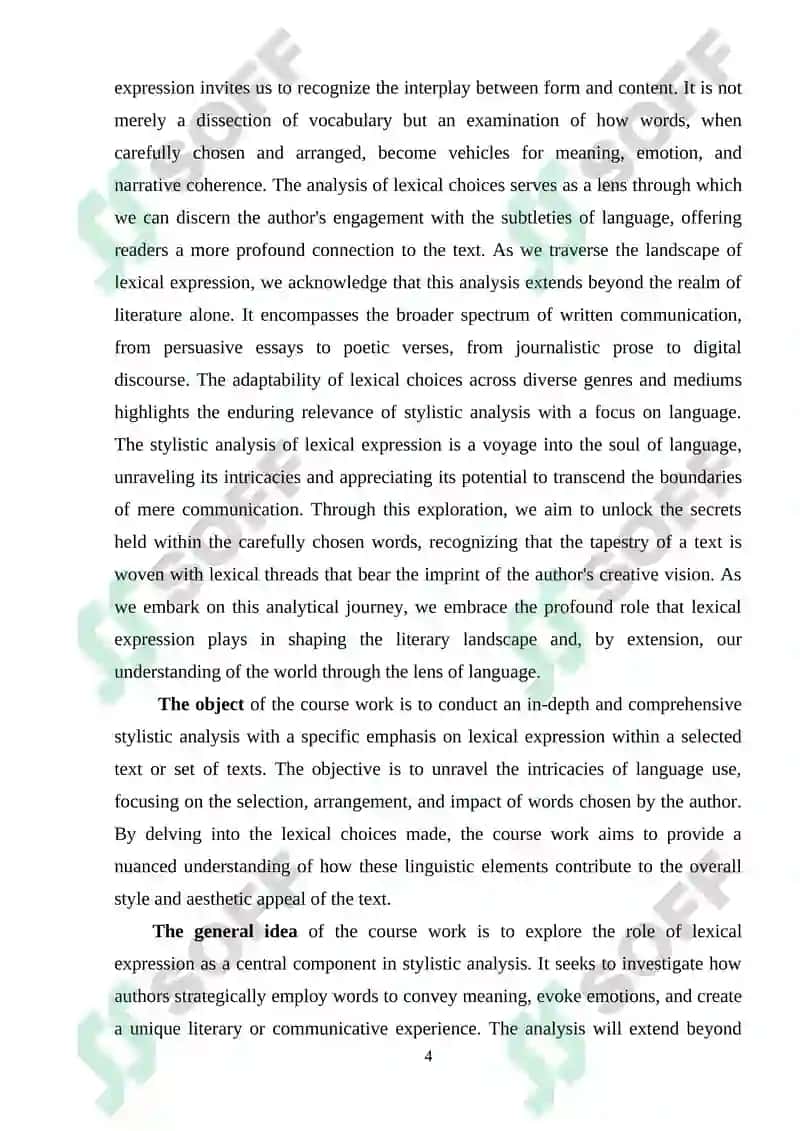 A STYLISTIC ANALYSIS WITH A FOCUS ON LEXICAL EXPRESSION 4