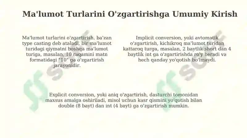 Ma'lumotturlarini o'zgartirish.Satrlarbilanishlash. Stringsinfi 4