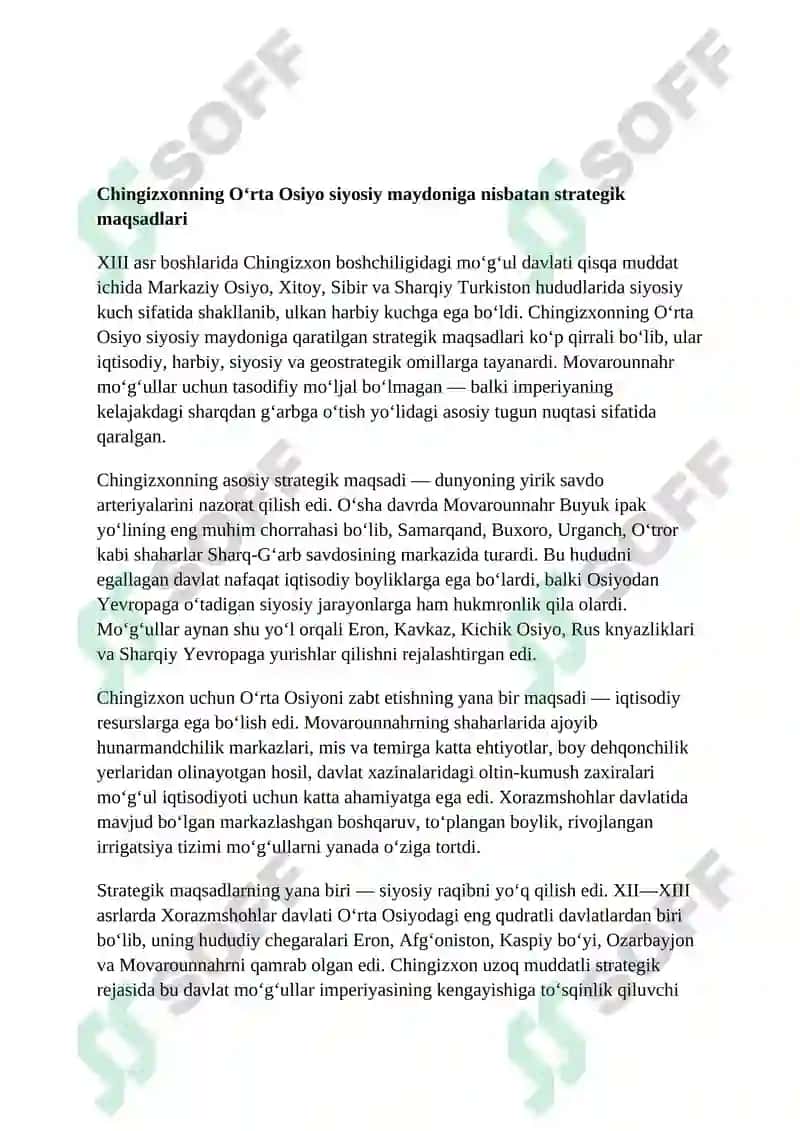 Mo‘g‘ullar istilosi va uning oqibatlari. 4