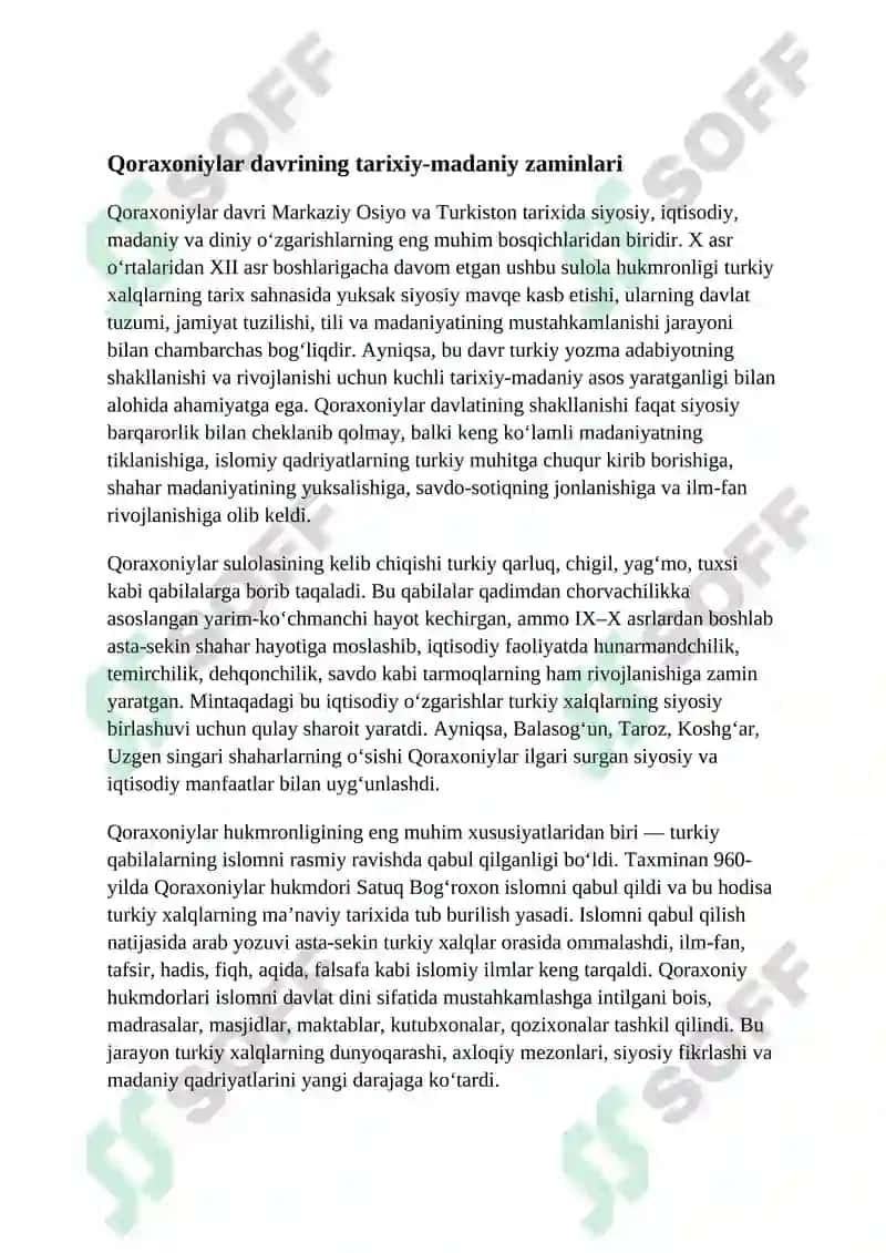 Qoraxoniylar davrida turkiy yozma adabiyotning rivoji. 4
