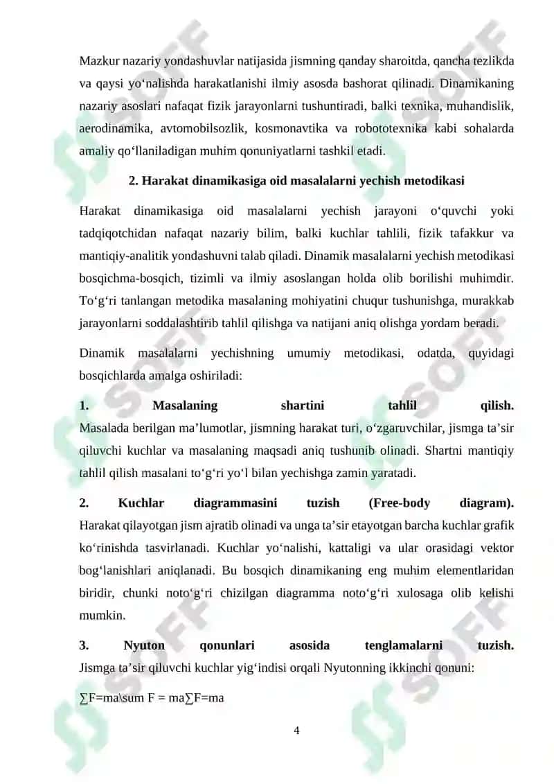 Harakat dinamikasi 4