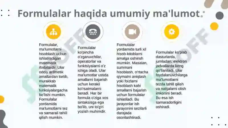 Informatikada Formulalar va funksiyalar ishlatish 4