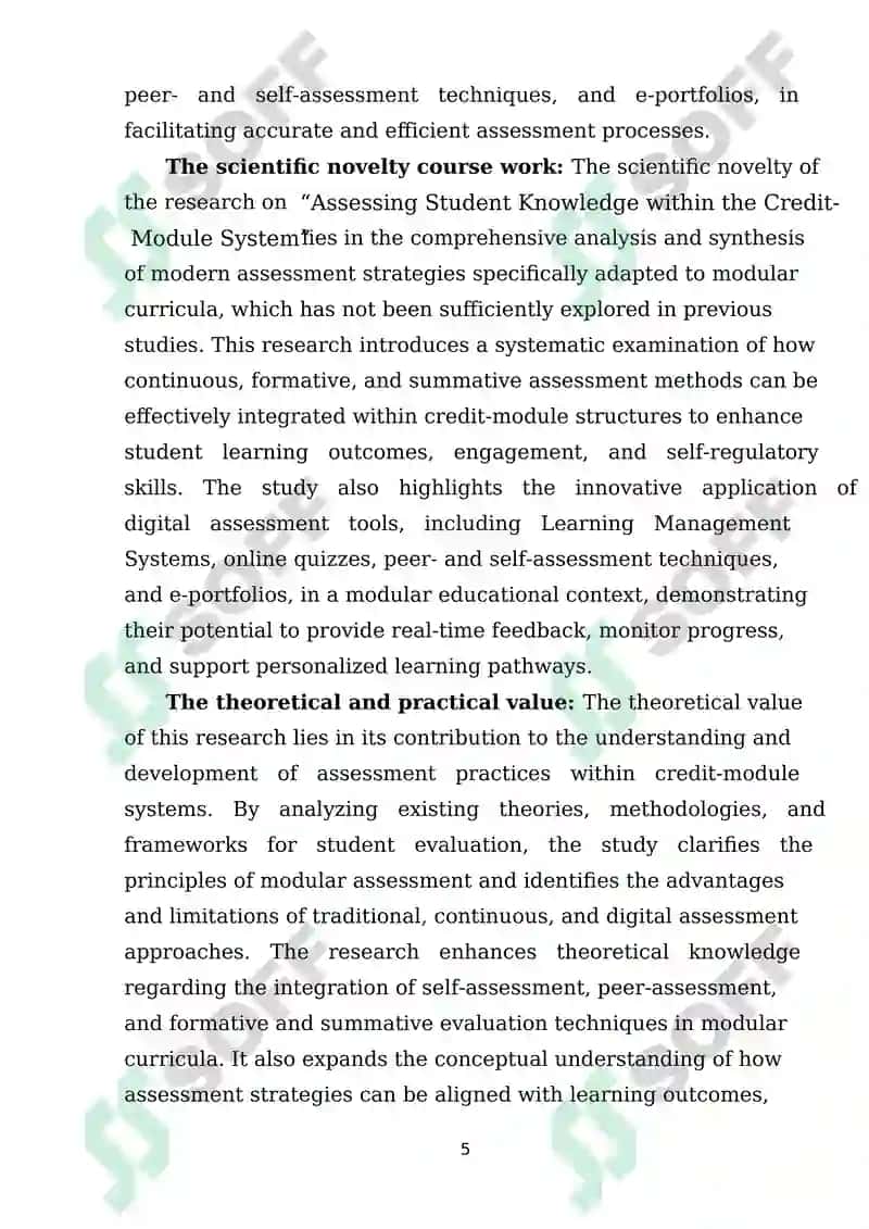 Assessing Student Knowledge within the Credit-Module System 4