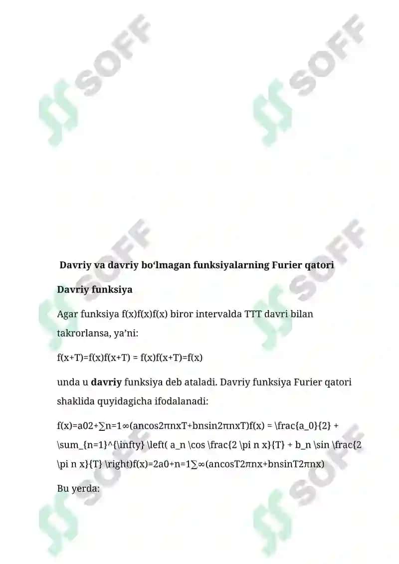 Furier Qatori va uning Tadbiqlari 4