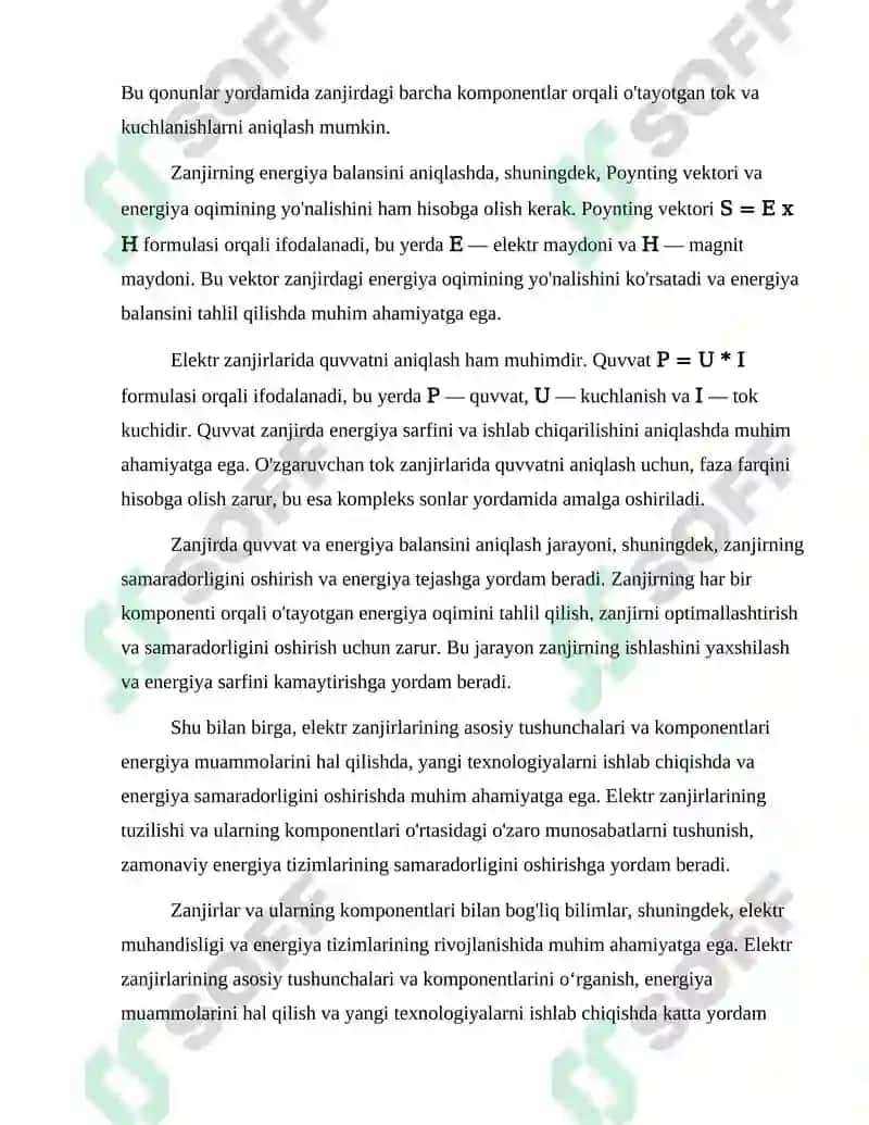 Elektr zanjirlarida quvvat va energiya balansining aniqlanishi 4