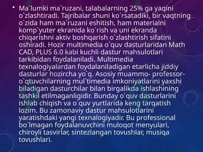 Multimedia imkoniyatlari 4