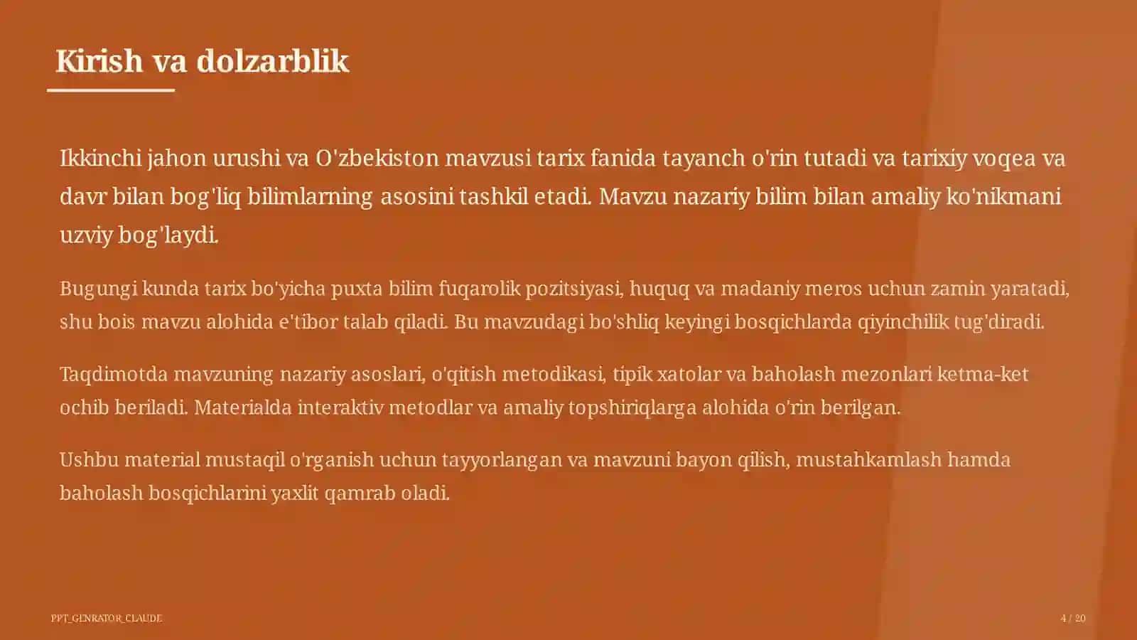 Ikkinchi jahon urushi va O'zbekiston (10-sinf) 4