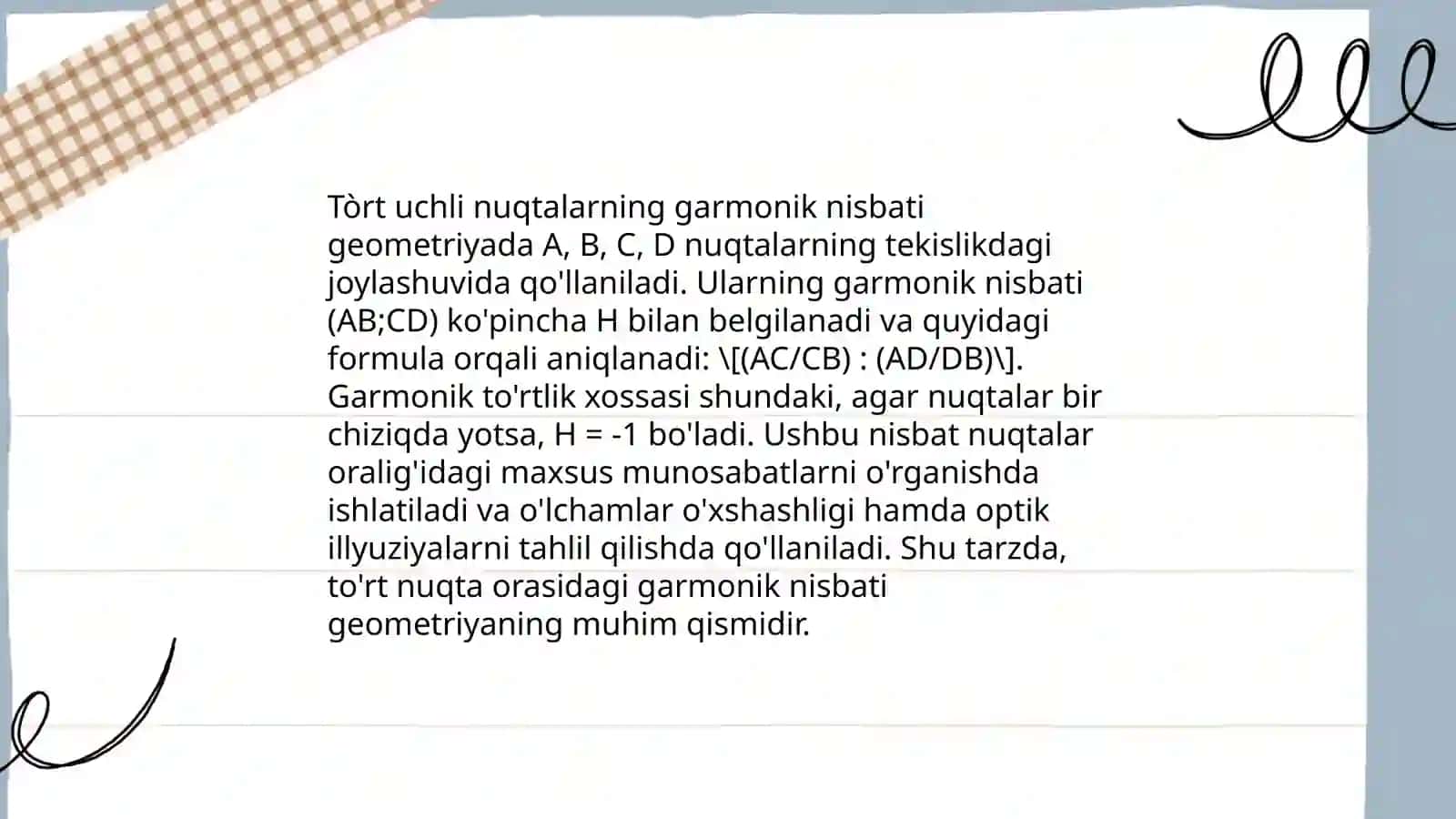 Nuqtalarning garmonik tòrtligi 4