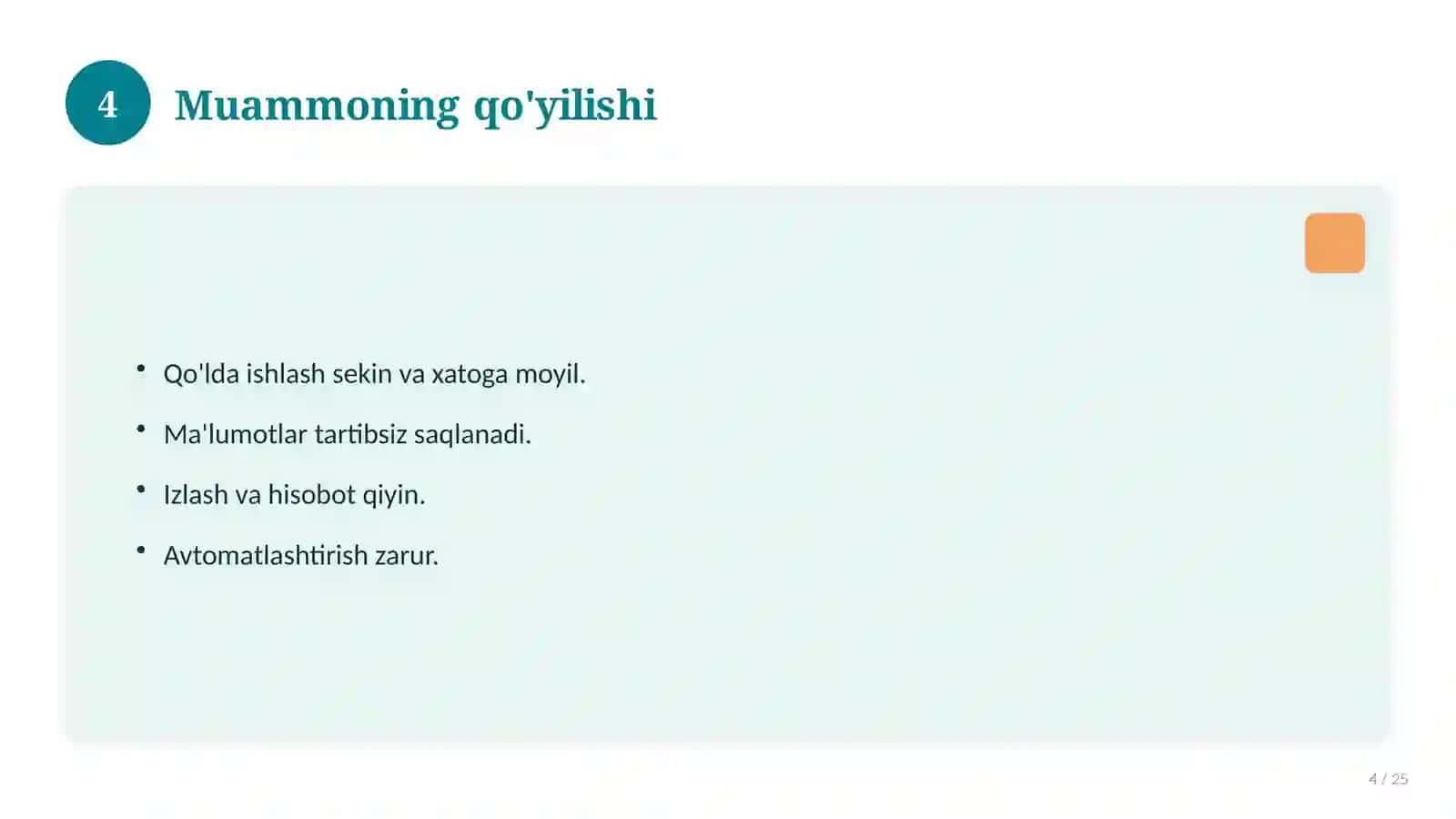 Ma'lumotlar bazasini boshqarish tizimlari 4
