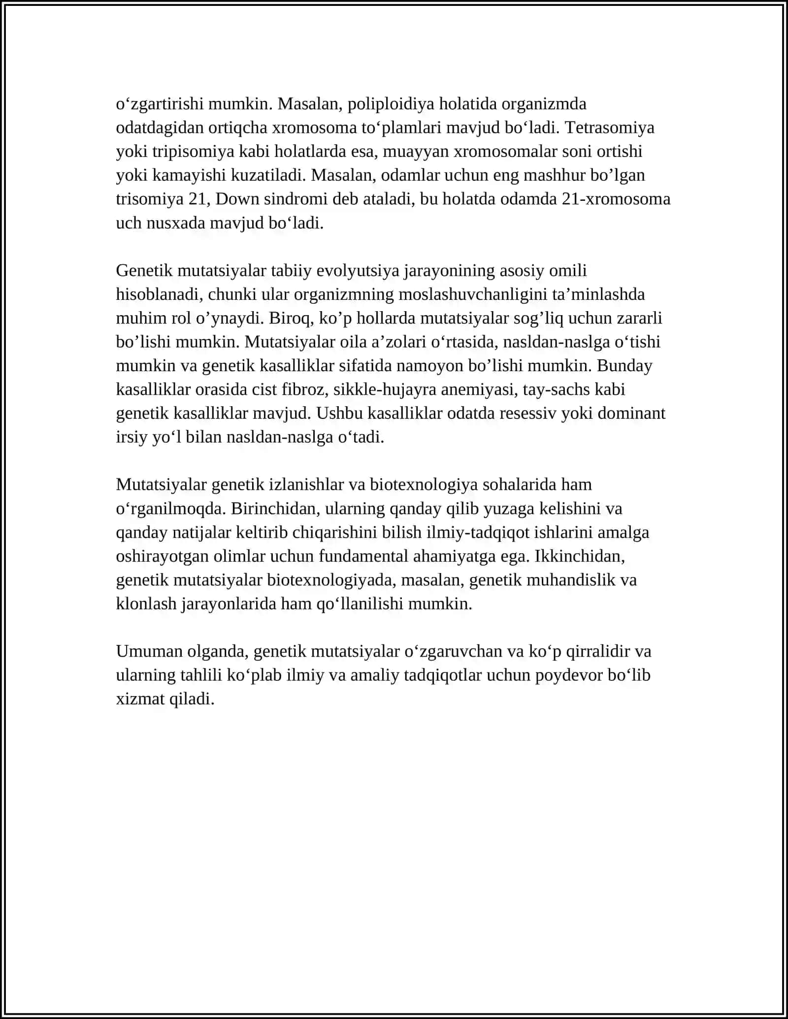 ORGANIZMNI MUTAGEN TASIRGA CHIDAMLILIGI TOMS MORGANNING XROMOSOMA NAZARIYASI 4