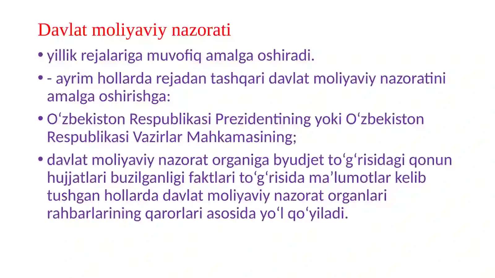 BYUDJET TIZIMI BYUDJETLARINING IJROSINI NAZORAT QILISh 4