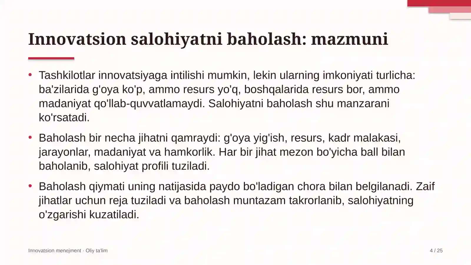 Developerlik kompaniyalarida innovatsion salohiyatni baholash 4