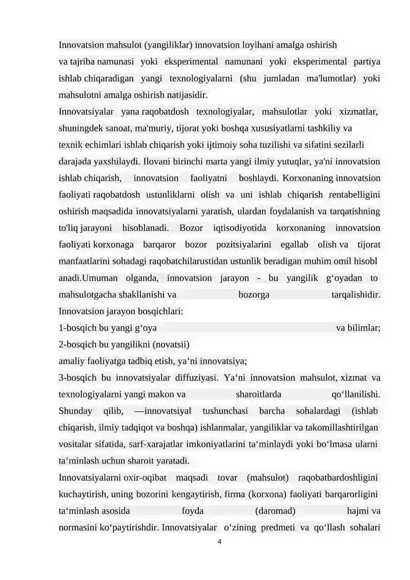 INNOVATSIYALAR TASNIFI VA TURLARI 4
