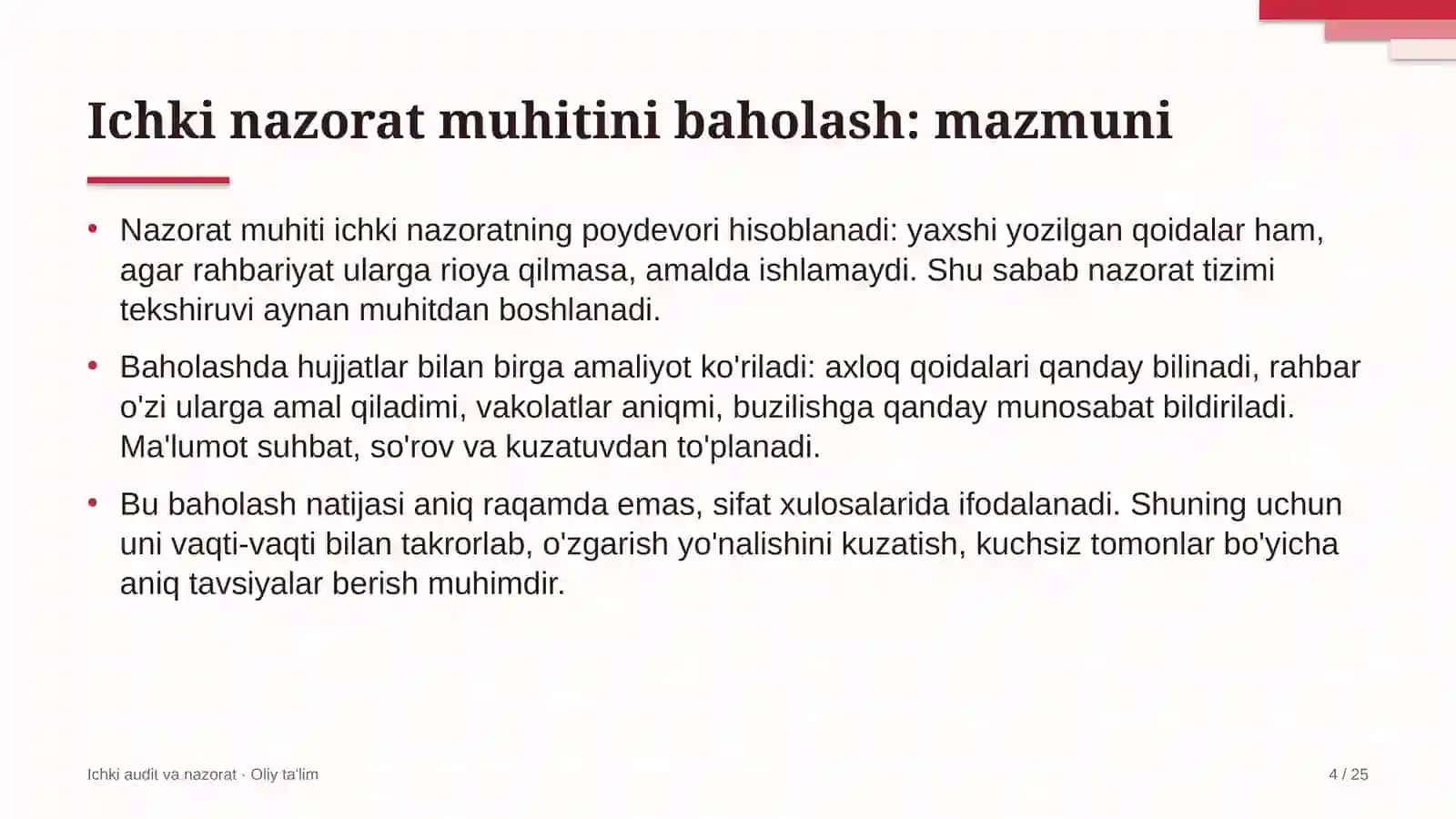 davlat banklarida ichki nazorat muhitini baholash 5444 4