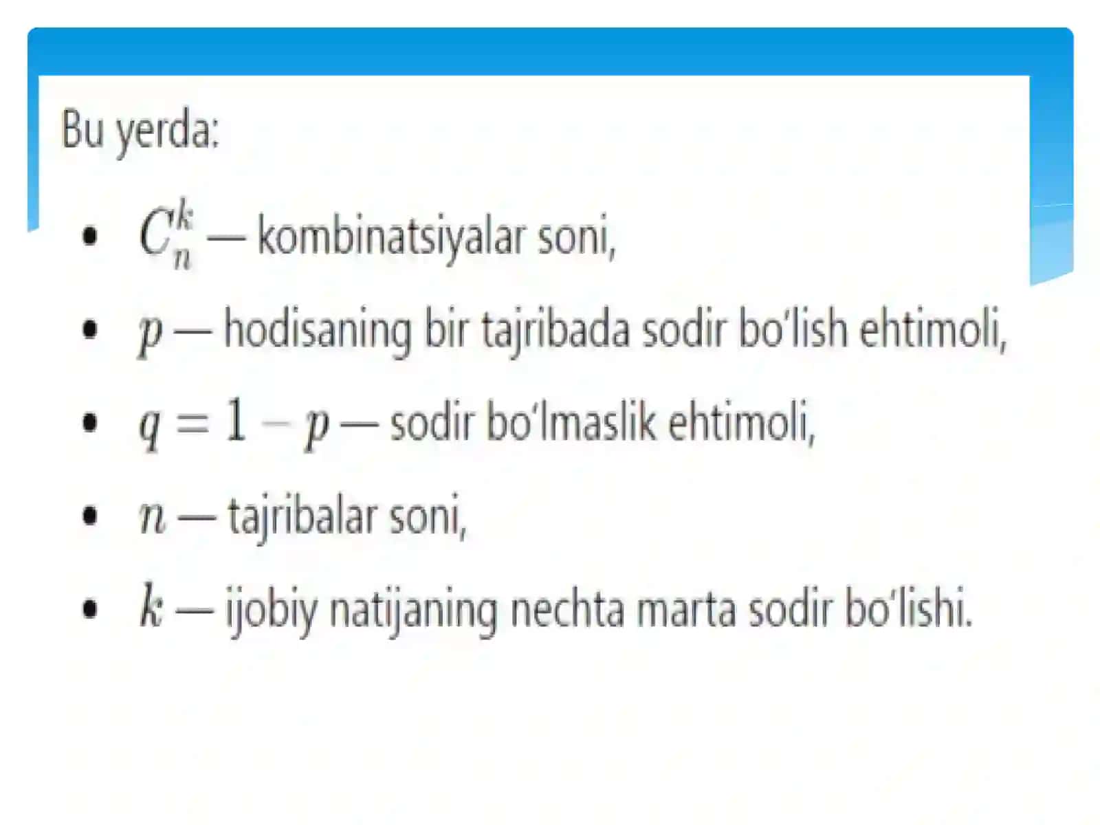 Binomial taqsimot qonuni 4