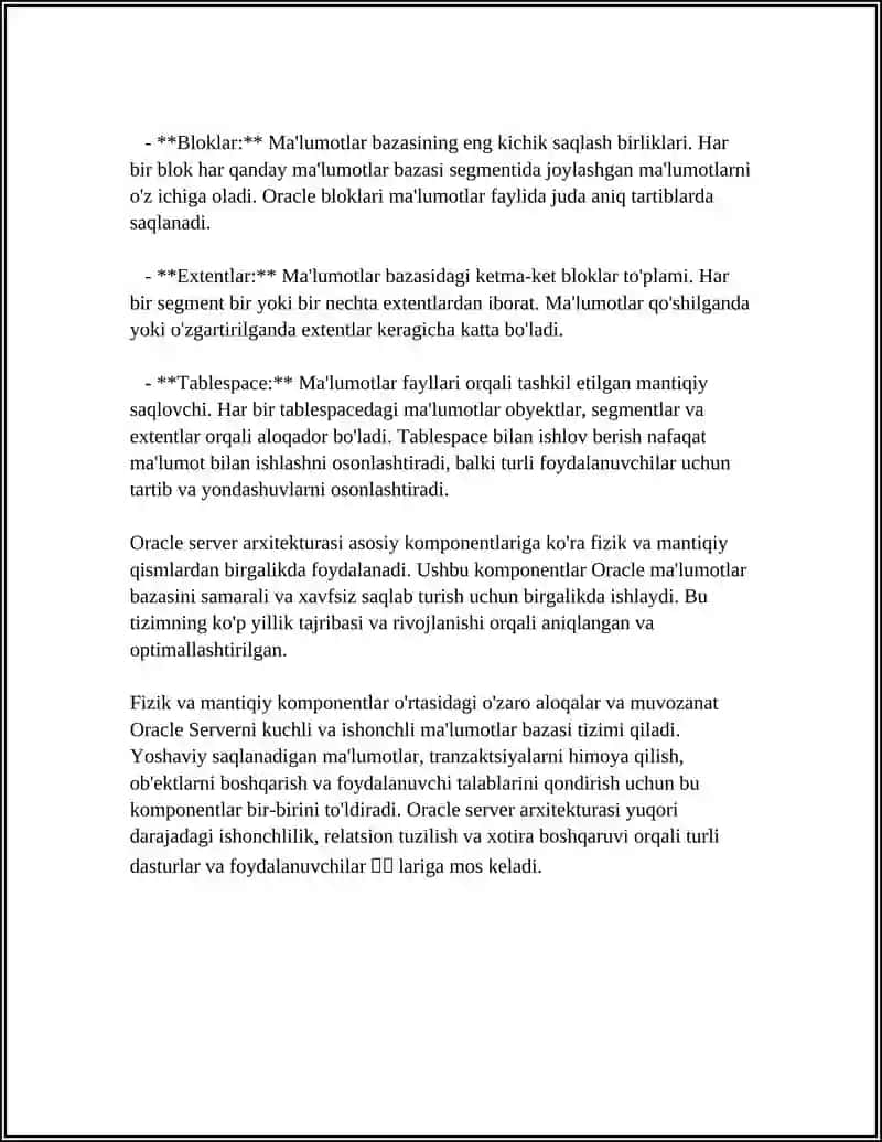 Oracle Server arxitekturasi 4