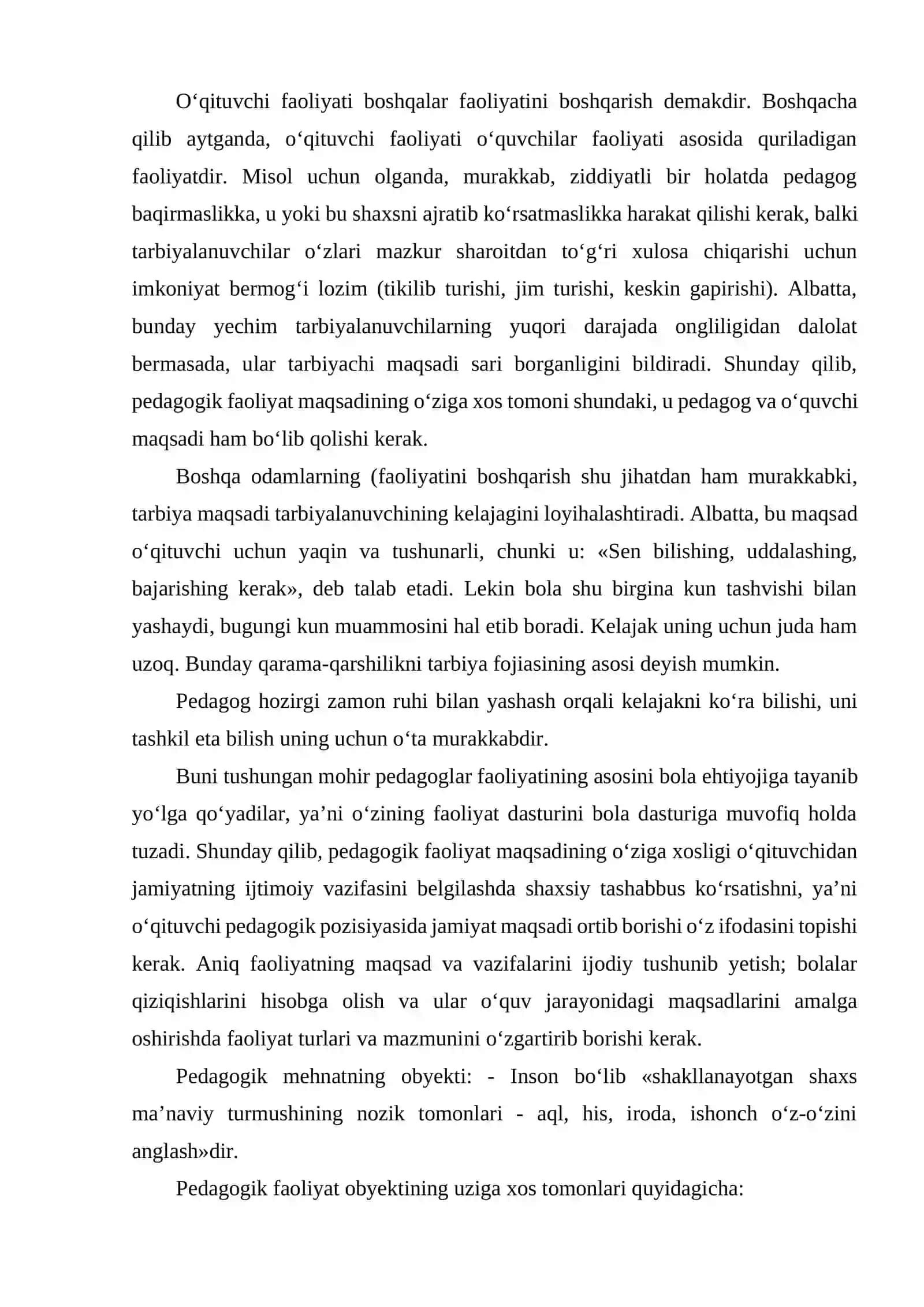 PEDAGOGIK FAOLIYATDA RATSIONALLIK VA IRRATSIONALLIKNING O'ZIGA XOS JIHATLARI. HOZIRGI HAYOTNING RATSIONALLASHUVI. YO'L TANLASHNING RATSIONALLIGI. 4
