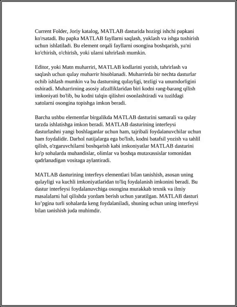 MATLAB Dasturiy muhit 4