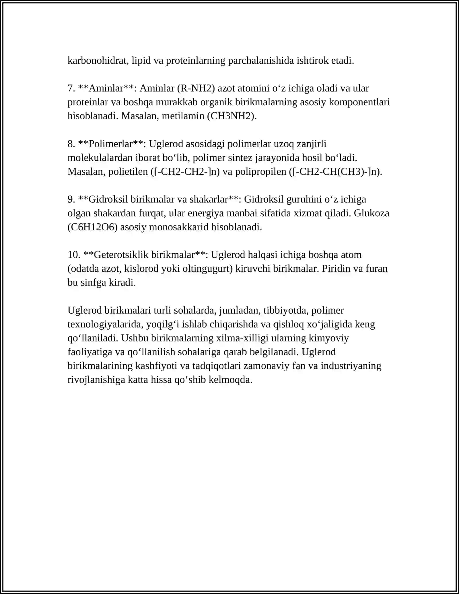 Uglerodlarning olinishi va xossalari 4
