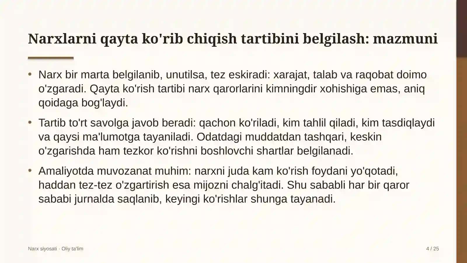 Narx siyosati va Oliy ta'lim 4