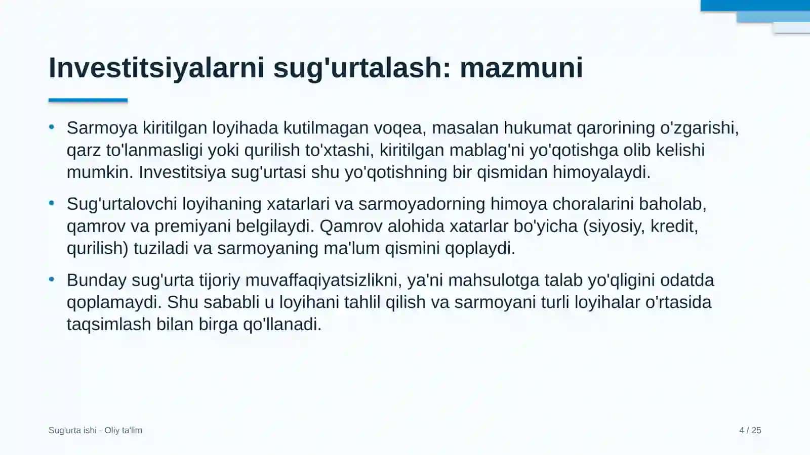 Hamshiralik ishida investitsiyalarni sug'urtalash 4