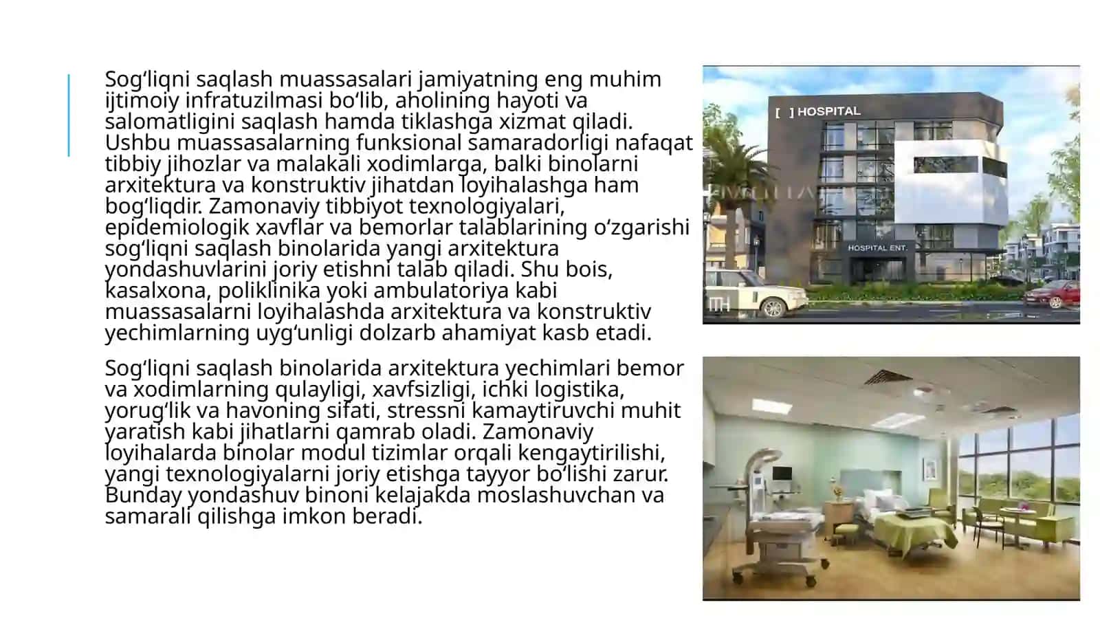 Tibbiyot va sog‘liqni saqlash muassasalari binolari uchun arxitektura va konstruktiv yechimlari 4