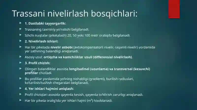 Trassani nivelirlash. 4