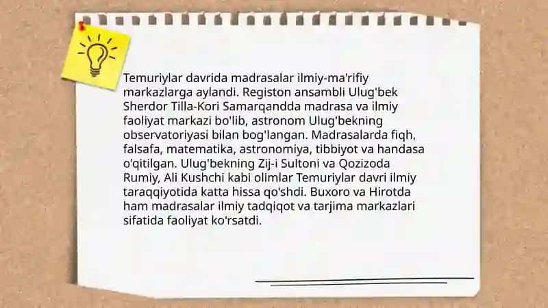 Amir Temur va Temuriylar madaniyati 4