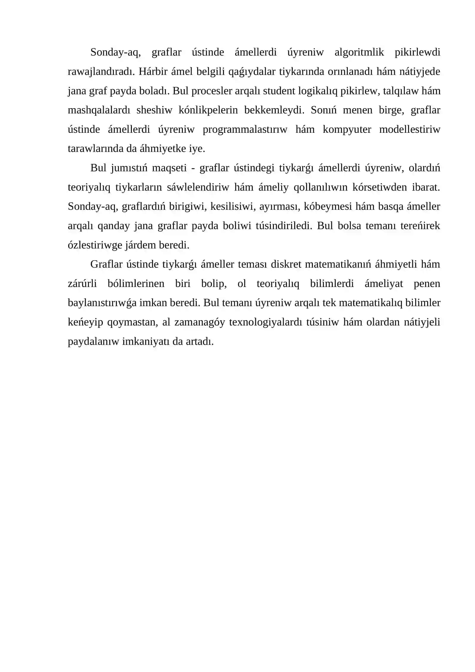 Graflar ústinde tiykarǵı ámeller 4