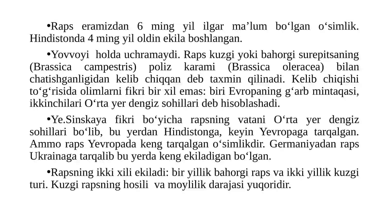 Raps yetishtirishning biologik asoslari va yetishtirish texnologiyasi 4