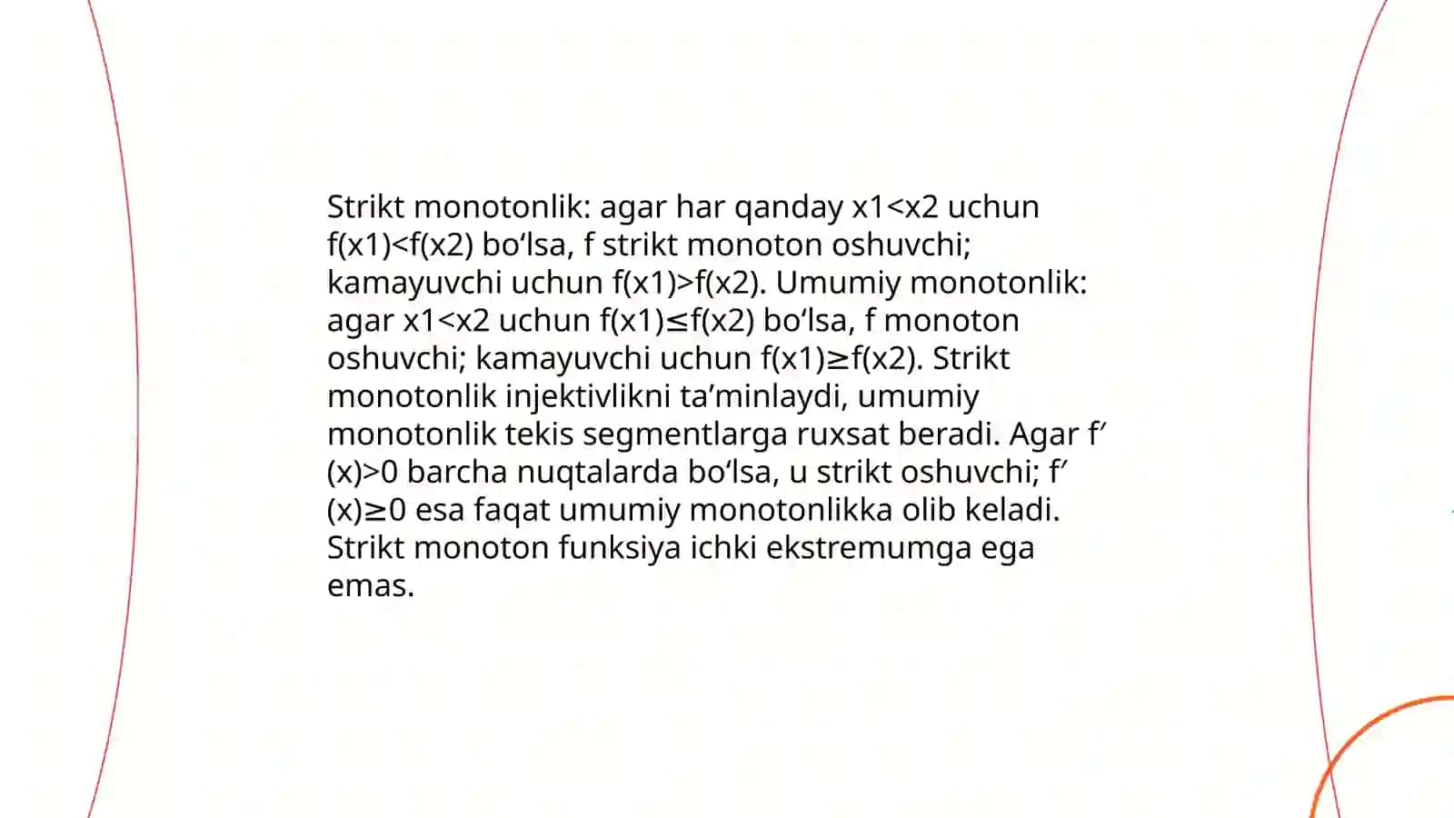 Monoton funksiya ekstremumlari 4