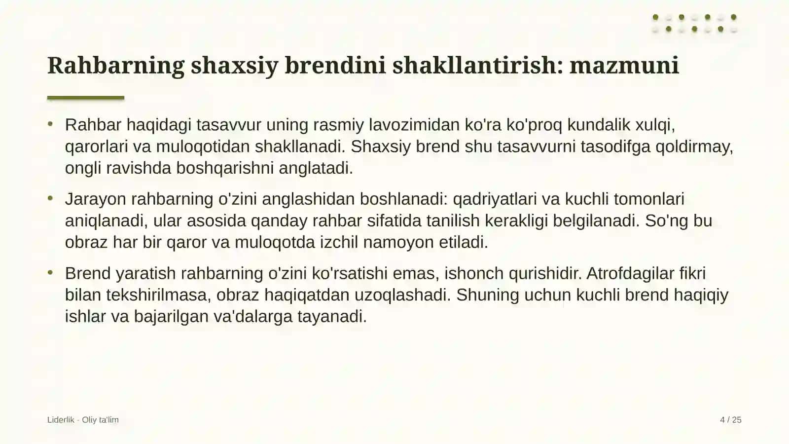 Ta'lim tizimida rahbarning shaxsiy brendini shakllantirish 4